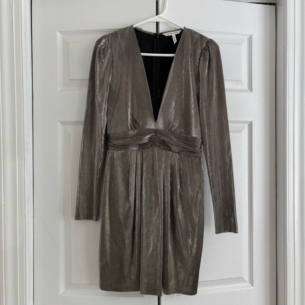 BCBGeneration • Gold Deep-V Dress